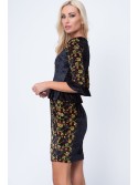 Rochie din velur cu peplum, neagra MP60260 - Magazin online - Boutique